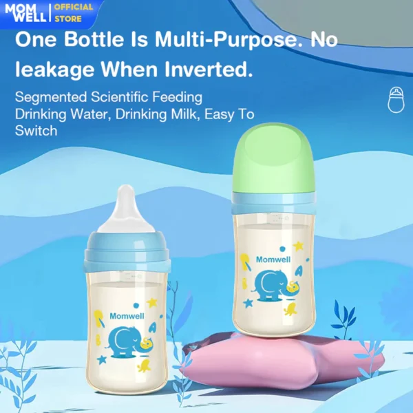 Momwell BPS06 Botol Susu bayi Tritan BPA Free Anti Bocor Botol Minum Bayi Dot Bayi Botol - Gambar 3