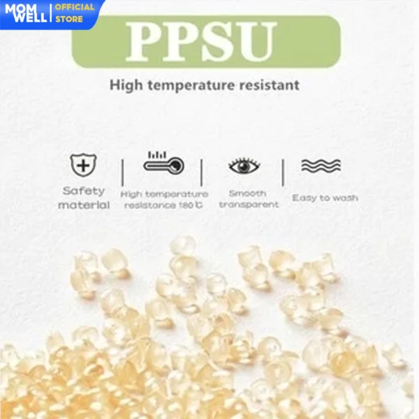 Momwell BPS01 Botol Susu PPSU Gen 2 Wide Neck PPSU Botol Dot Bayi Soft Touch Nipple - Gambar 7