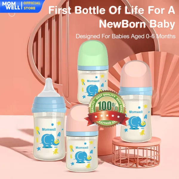 Momwell BPS06 Botol Susu bayi Tritan BPA Free Anti Bocor Botol Minum Bayi Dot Bayi Botol - Gambar 9