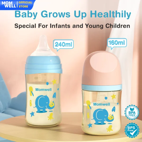 Momwell BPS06 Botol Susu bayi Tritan BPA Free Anti Bocor Botol Minum Bayi Dot Bayi Botol - Gambar 8
