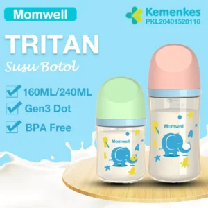 Momwell BPS06 Botol Susu bayi Tritan BPA Free Anti Bocor Botol Minum Bayi Dot Bayi Botol