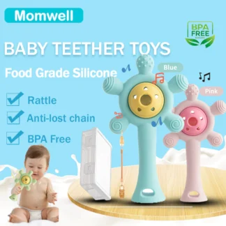 Momwell Teether Bayi BPA Free Silikon Food Grade Gigitan Gigi Bayi Dengan Musik