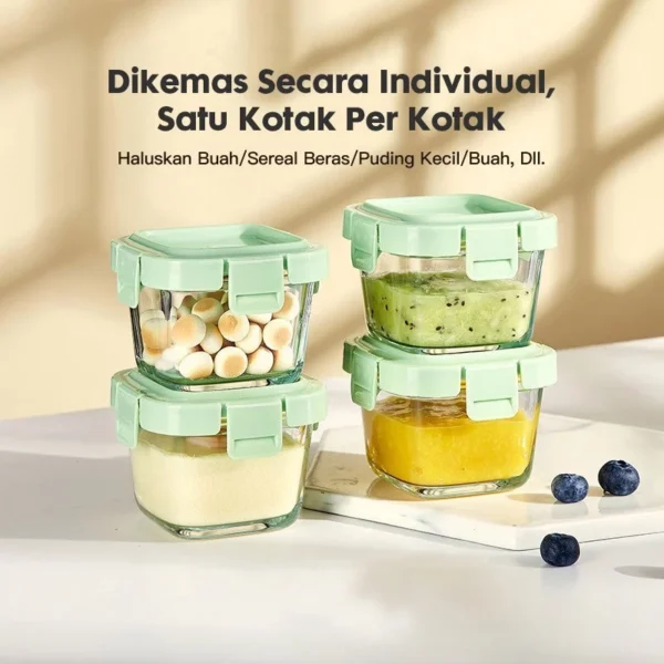 Momwell GFB12 Baby Food Container Tempered Glas - Gambar 5