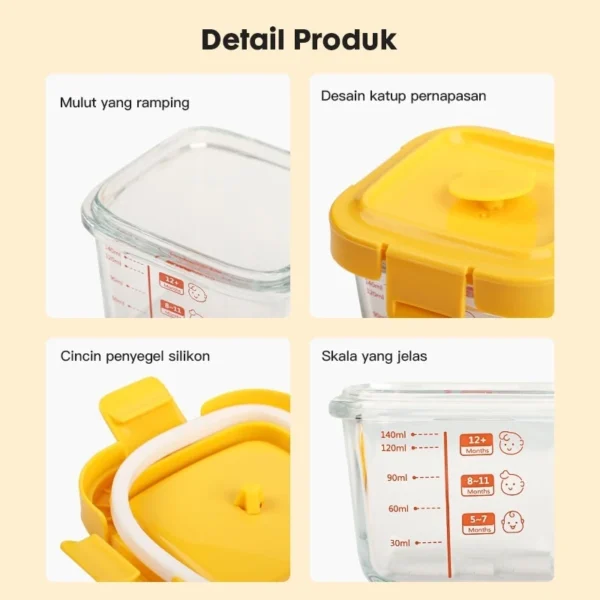 Momwell GFB12 Baby Food Container Tempered Glas - Gambar 6