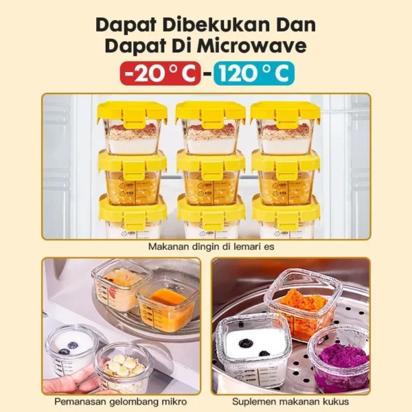 Momwell GFB12 Baby Food Container Tempered Glas - Gambar 2