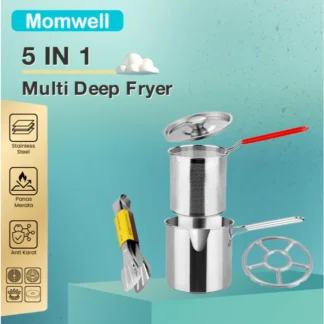 Momwell Deep Fryer 5 in 1 Multi Set Panci Penggorengan Rebus Stainless Steel Saringan Capitan