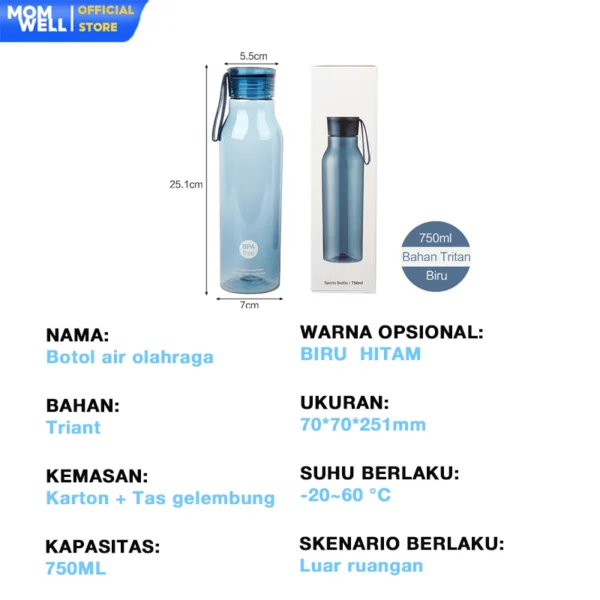 Momwell SS01 Tritan Botol Minum Olahraga 750ML - Gambar 6