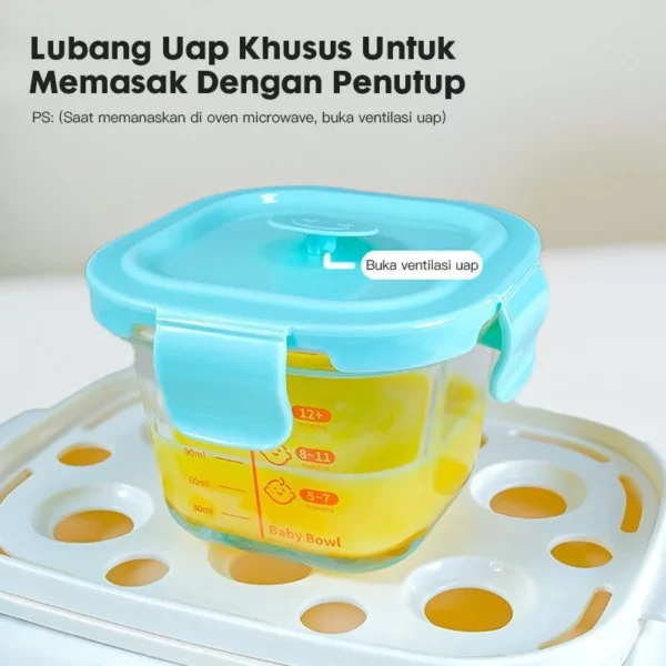 Momwell GFB12 Baby Food Container Tempered Glas - Gambar 4